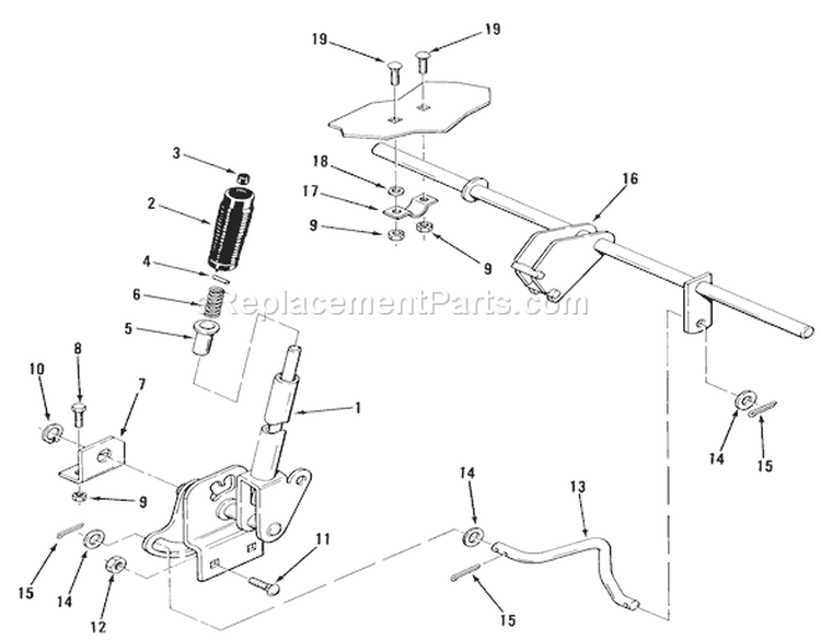 Attachment Lift Diagram and Parts List for A2-113701 1982 Toro Lawn Tractor