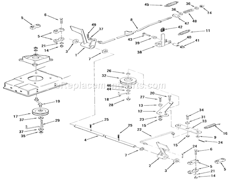 Brake And Clutch Linkage 5-Speed Models Diagram and Parts List for A2-113701 1982 Toro Lawn Tractor