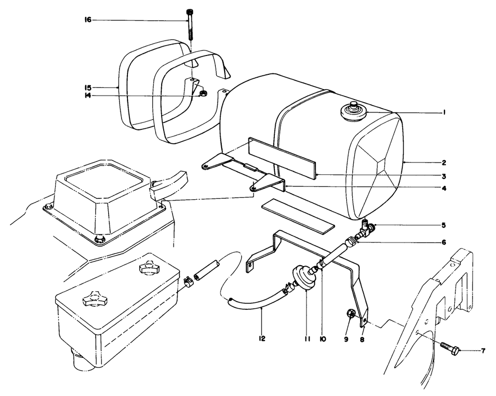 Gas Tank Assembly Diagram and Parts List for 22510 8000001 - 8999999 Toro Lawn Mower