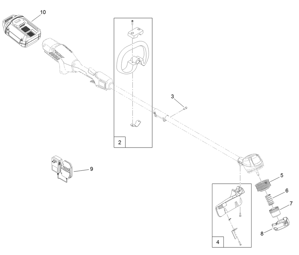 Cordless 60v Max String Trimmer Assembly Diagram and Parts List for 51831 323000001 - 999999999 Toro Trimmer