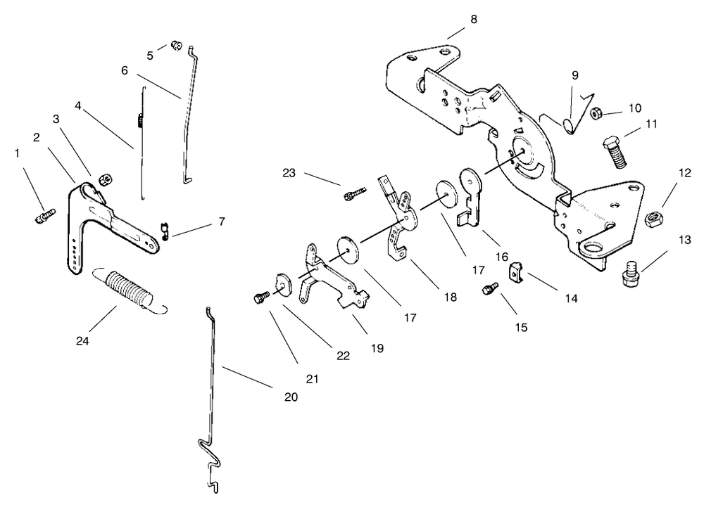 Engine Control Diagram and Parts List for 74160 790001 - 799999 Toro Lawn Tractor