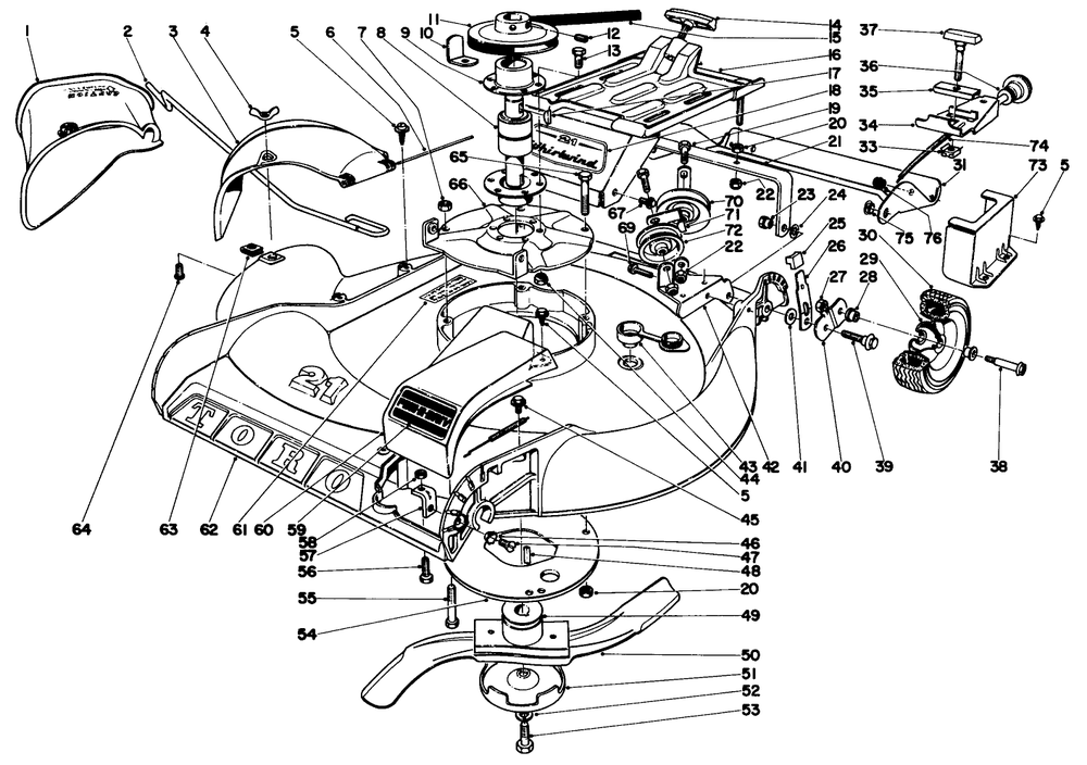 21" Whirlwind S.P. Implement Diagram and Parts List for 20313 0000001 - 0999999 Toro Lawn Mower