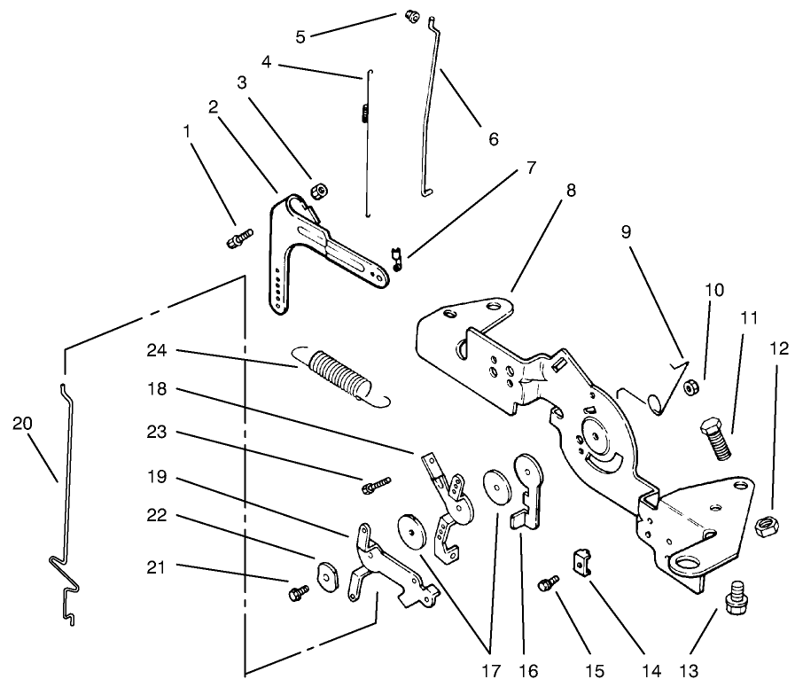 Engine Controls Diagram and Parts List for 72110 7900001 - 7999999 Toro Lawn Tractor