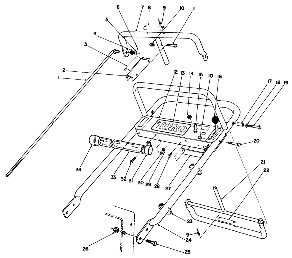 Handle Assembly Diagram and Parts List for 30103 9000001 - 9999999 Toro Lawn Tractor Accessories