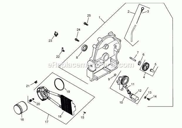 Oil Pan And Lubrication Assembly Kohler Ch750 Diagram and Parts List for 74262TE 260000001-260999999 Toro Lawn Mower