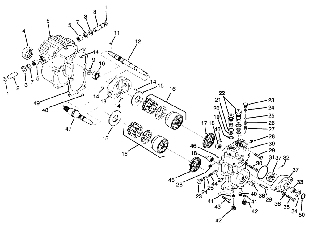 Transmission Assembly No. 49-7910 Diagram and Parts List for 30620 690001 - 699999 Toro Lawn Tractor