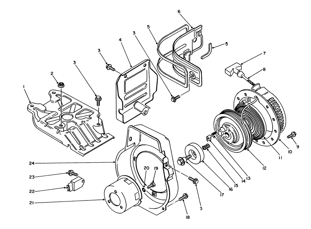 Recoil Starter Diagram and Parts List for 62008 7000001 - 7999999 Toro Generator