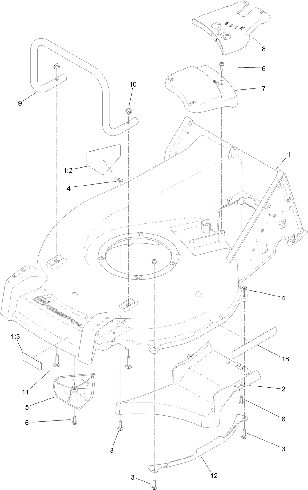 Housing Assembly Diagram and Parts List for 22295 413000000 - 999999999 Toro Lawn Mower