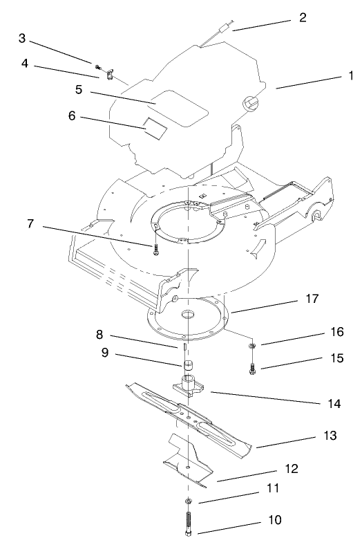 Engine & Blade Assembly Diagram and Parts List for 22160 8900001 - 8999999 Toro Lawn Mower