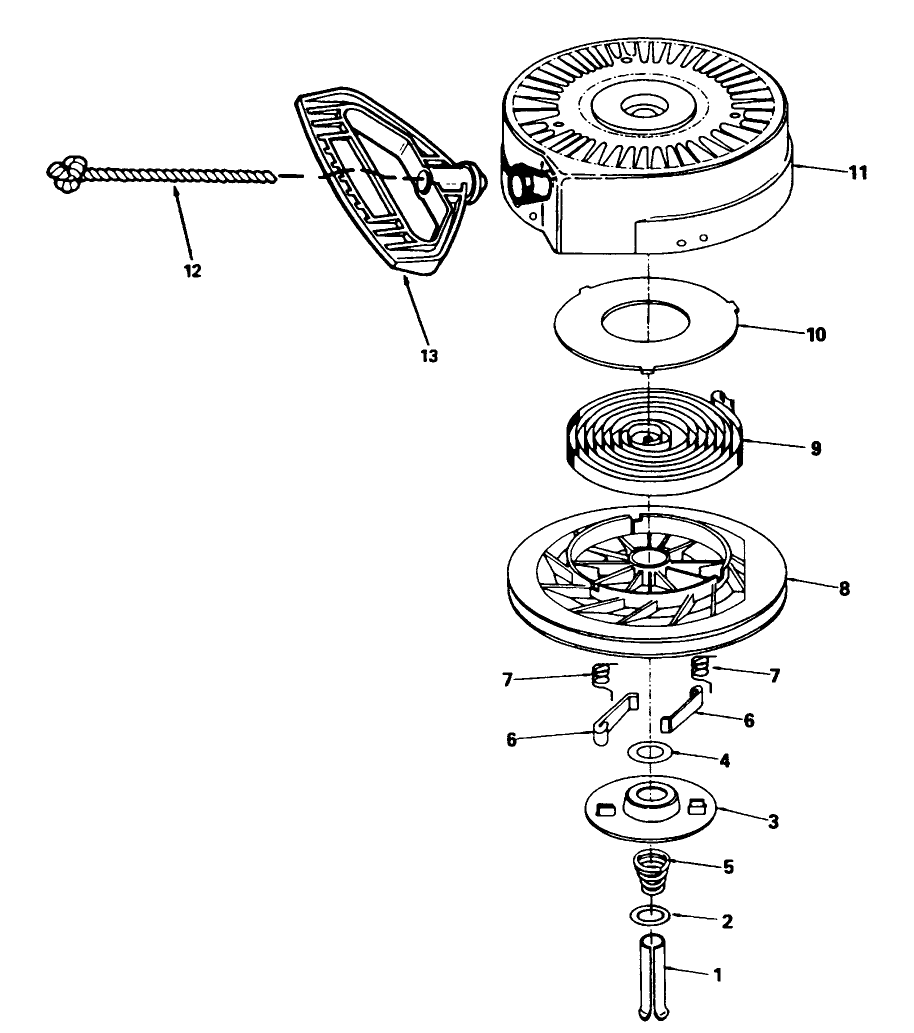Rewind Starter No. 590646 Diagram and Parts List for 38072 4900001 - 4999999 Toro Snow Blower