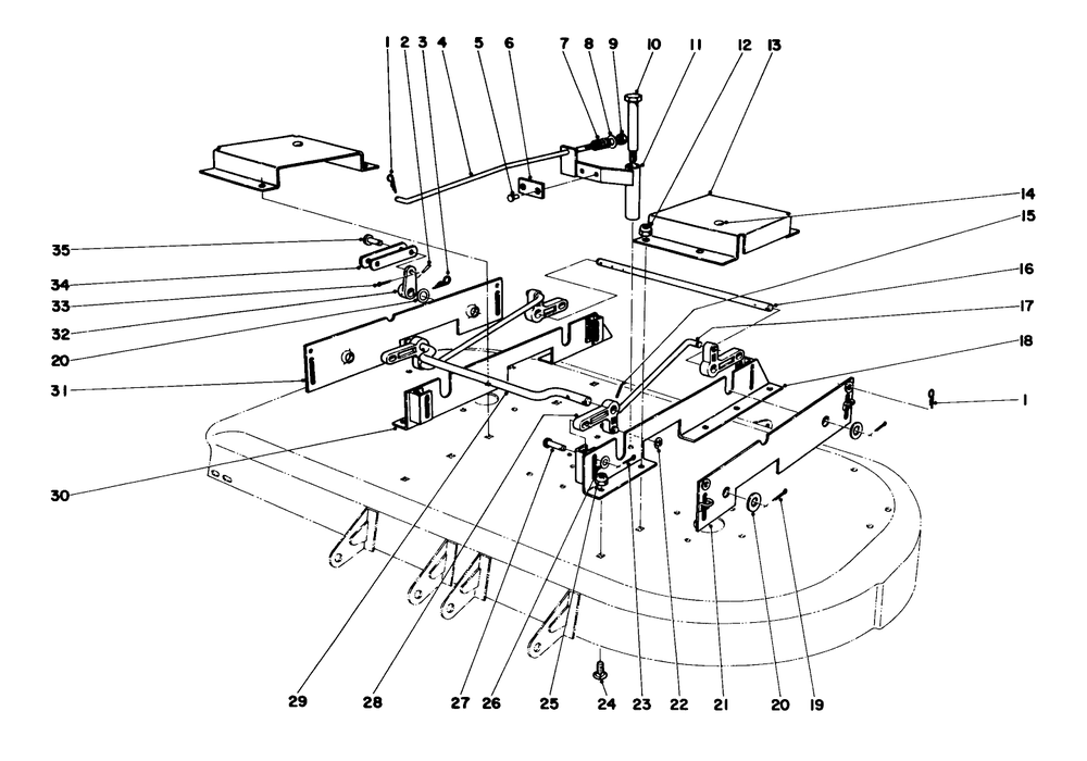 42" Mower Deck Linkage Assembly (Optional) Diagram and Parts List for 55402 0000001 - 0999999 Toro Lawn Tractor