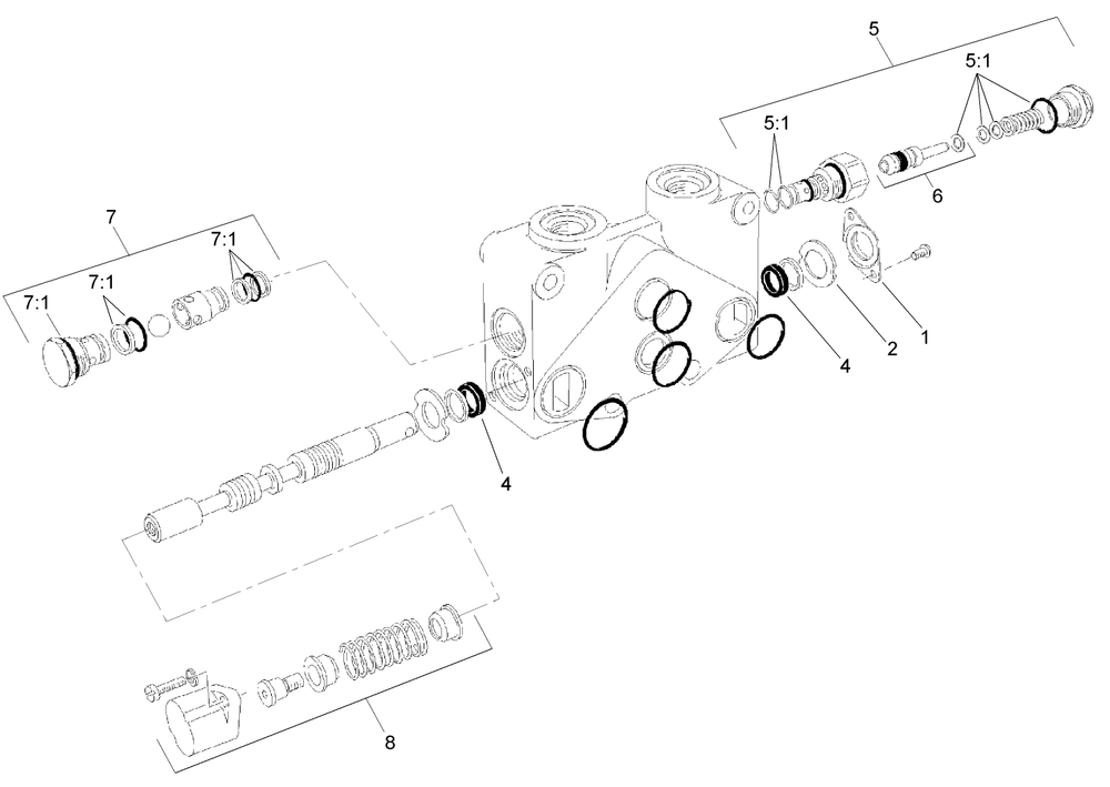 Valve Section Assembly No. 108-5695 Diagram and Parts List for 23163 317000001 - 317999999 Toro Lawn Tractor Accessories