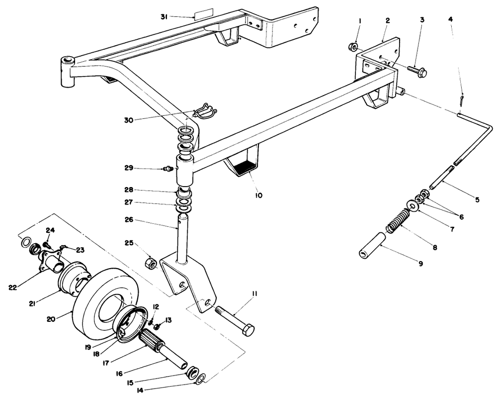 Carrier Frame Assembly Diagram and Parts List for 30144 700001 - 799999 Toro Lawn Mower