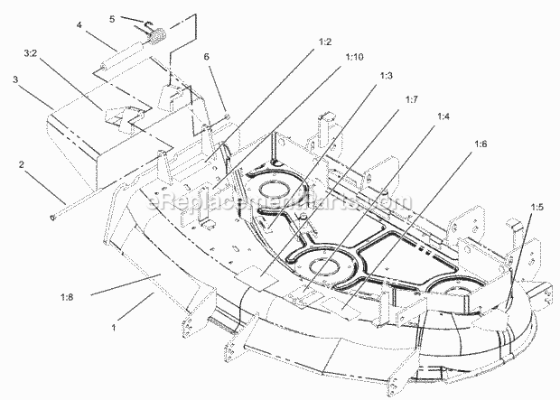 Deck Assembly No. 106-5884 Diagram and Parts List for 74177 230000001-230007000 Toro Lawn Mower