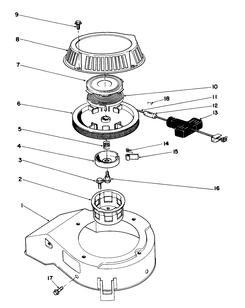 Recoil Assembly (Engine Model No. 47pm1-1)(Serial No. 2005001 & Up) Diagram and Parts List for 20329 2000001 - 2999999 Toro Lawn Mower