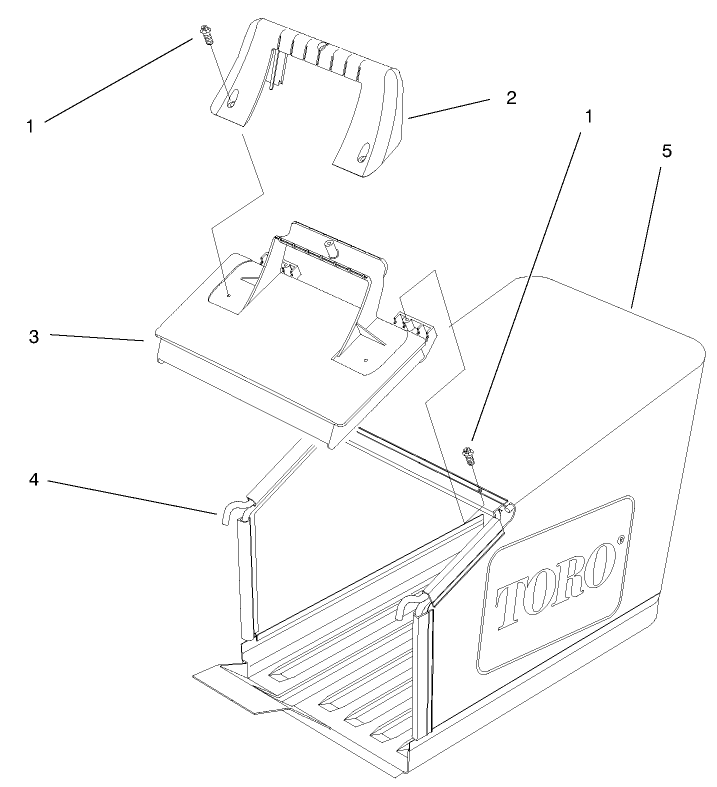 Bag And Components Assembly Diagram and Parts List for 20824 9900001 - 9999999 Toro Lawn Mower
