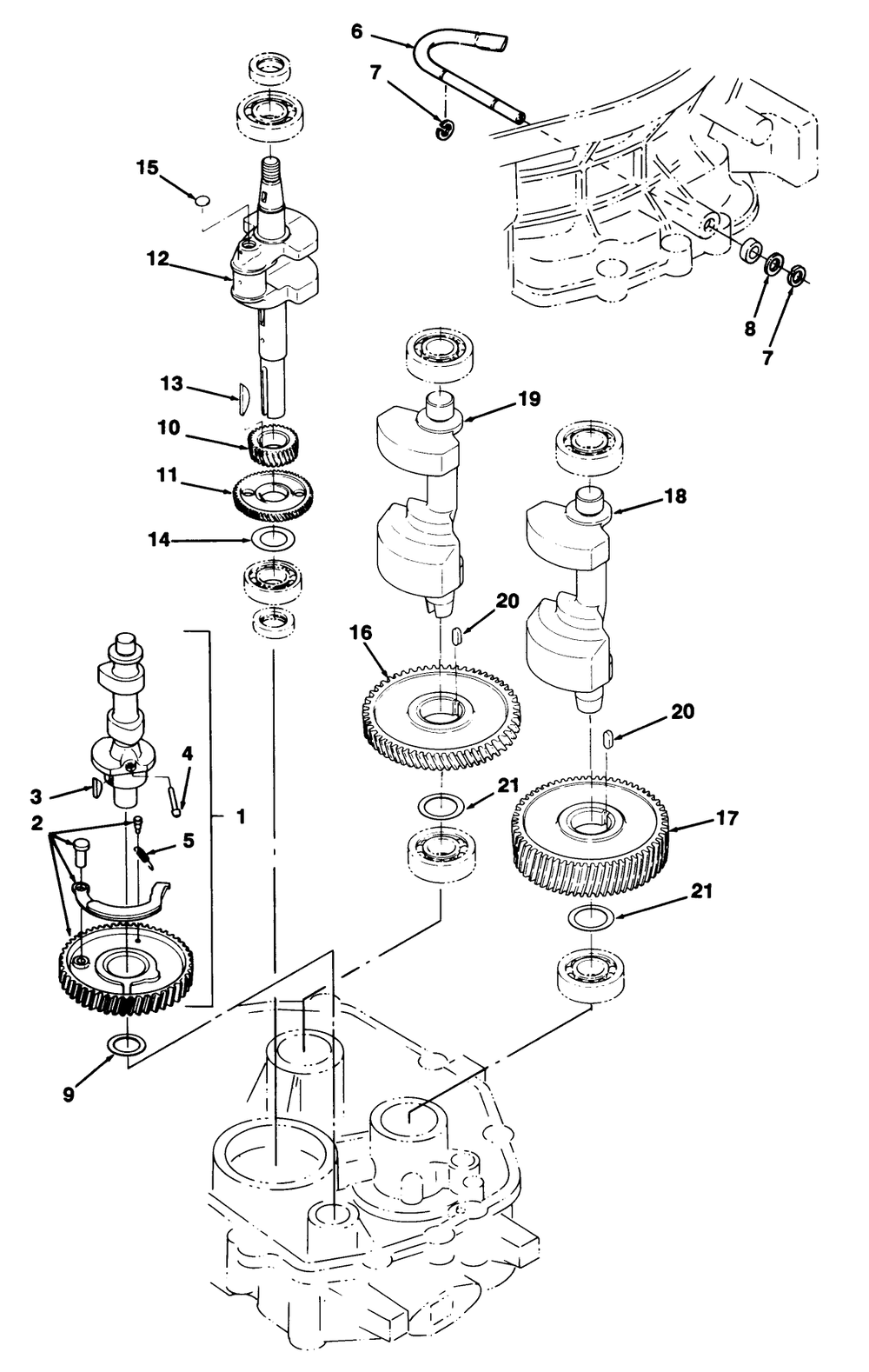 12hp Engine Crankshaft & Camshaft Assembly Diagram and Parts List for R2-12O501 1000001 - 1999999 Toro Lawn Tractor