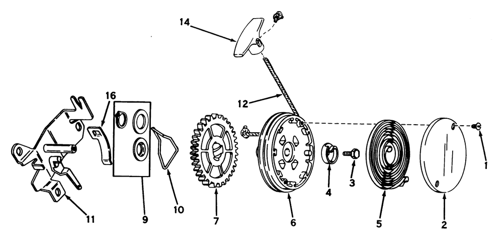 Rewind Starter N0. 590519 Diagram and Parts List for 20550 5000001 - 5999999 Toro Lawn Mower