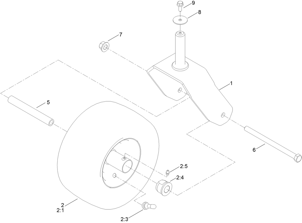 Caster, Wheel And Tire Assembly Diagram and Parts List for 75756 412800000 - 999999999 Toro Lawn Tractor