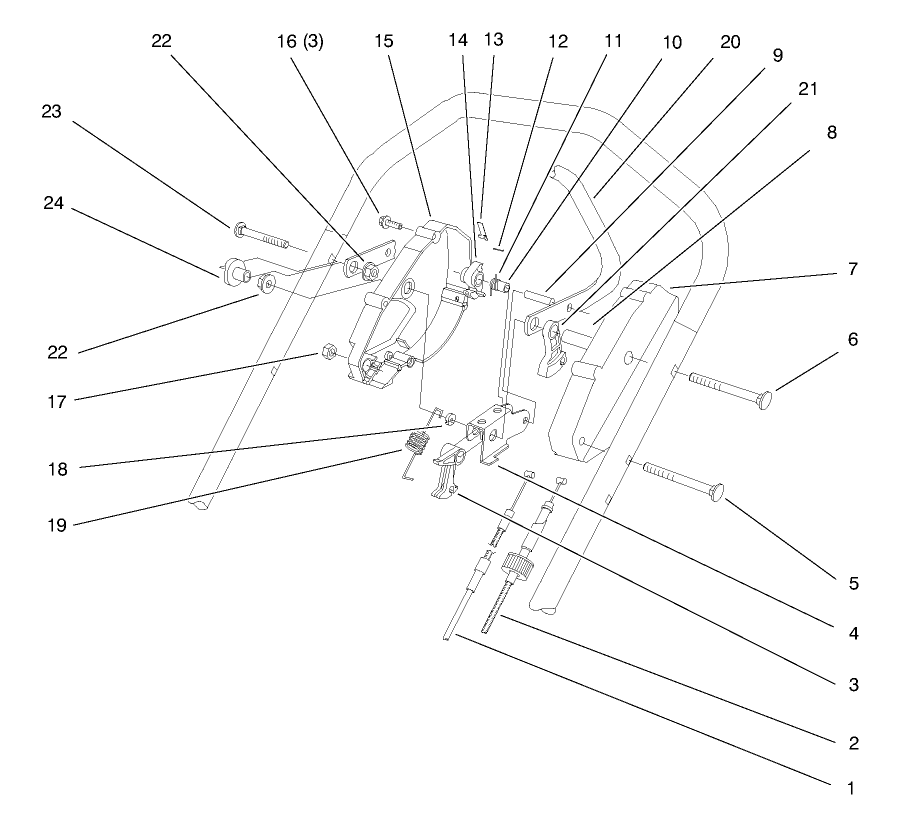 Traction Control Assembly Diagram and Parts List for 26633B 6900001 - 6999999 Toro Lawn Mower