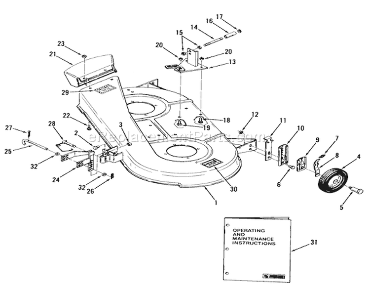 32 In/81 Cm Mower Deck-5 Hp Rider Diagram and Parts List for A3-053201 1982 Toro Lawn Tractor
