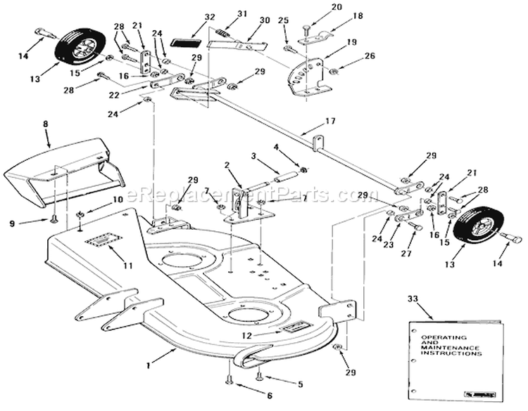 32 In/81 Cm Mower Deck-8 Hp Rider Diagram and Parts List for A3-083201 1982 Toro Lawn Tractor