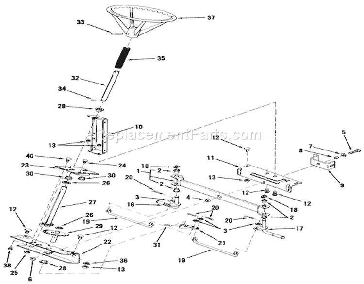 Front Axle And Steering Diagram and Parts List for A3-053201 1982 Toro Lawn Tractor