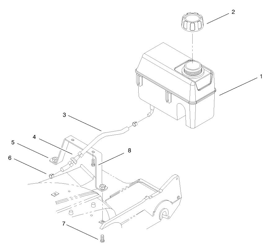 Fuel Tank Assembly Diagram and Parts List for 22160 8900001 - 8999999 Toro Lawn Mower
