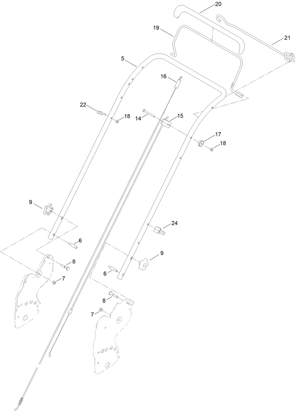 Handle Assembly Diagram and Parts List for 21447 400000000 - 999999999 Toro Lawn Mower