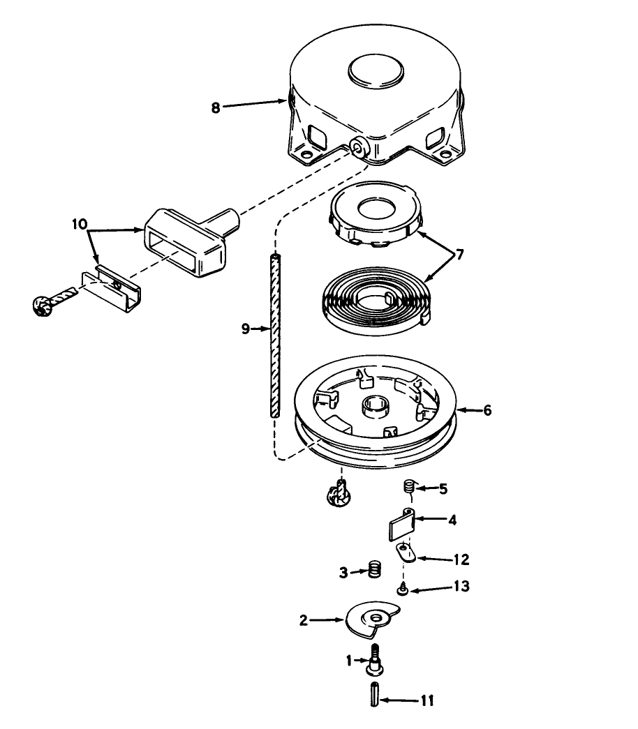 Rewind Starter No. 590473 (7 H.P. Snowthrower Model Nos. 38040 And 38050) Diagram and Parts List for 38050 4000001 - 4999999 Toro Snow Blower