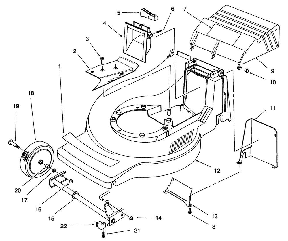 Housing Assembly Diagram and Parts List for 21001B 6900001 - 6999999 Toro Lawn Mower