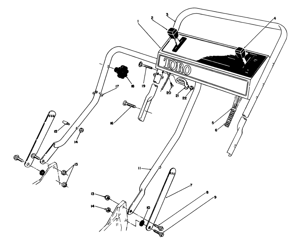 Handle Assembly Diagram and Parts List for 20631 9000001 - 9999999 Toro Lawn Mower