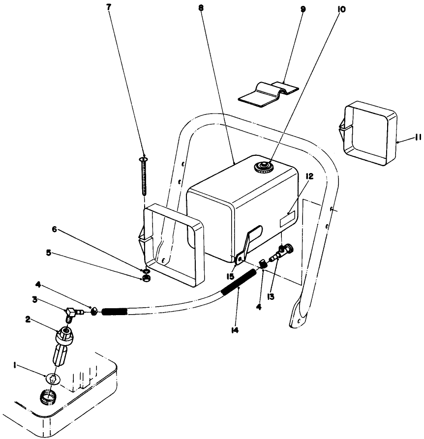 Remote Fuel Tank Kit No. 39-6880 (Optional) Diagram and Parts List for 22005 8000001 - 8999999 Toro Lawn Mower