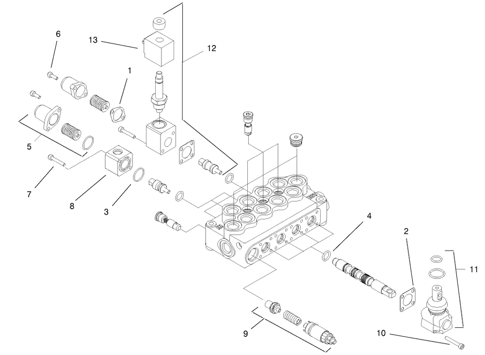 Hydraulic Valve Assembly No. 99-3069 Diagram and Parts List for 22303TE 990001 - 999999 Toro Lawn Tractor Accessories