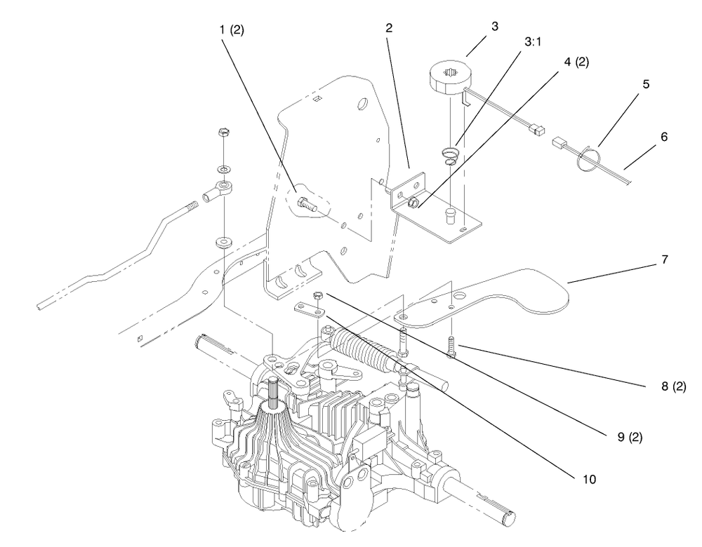 Cruise Control Diagram and Parts List for 72104 8900001 - 8900599 Toro Lawn Tractor