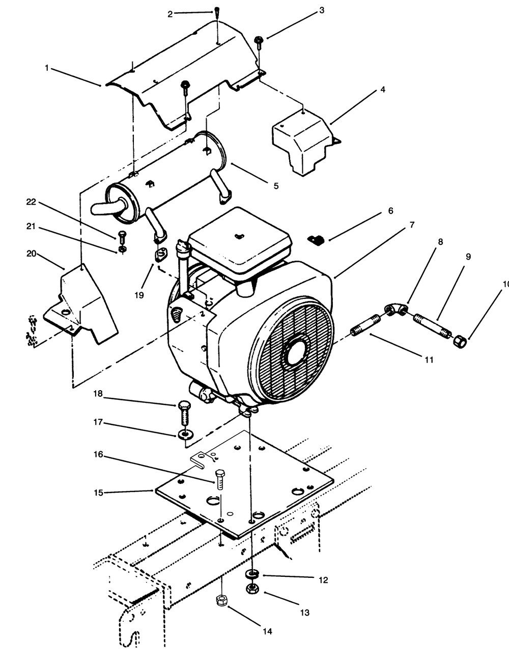 Engine And Exhaust Diagram and Parts List for 73520 4900001 - 4999999 Toro Lawn Tractor