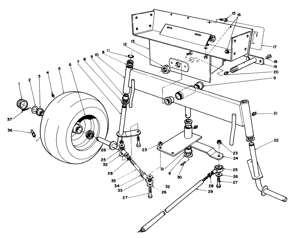 Rear Axle Assembly Diagram and Parts List for 30718 1000001 - 1999999 Toro Lawn Tractor