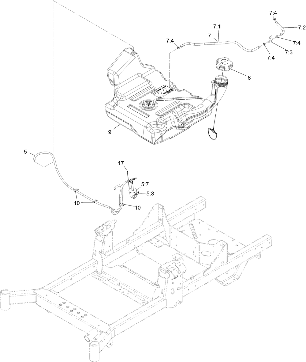 Fuel Assembly Diagram and Parts List for 74493 407146062-999999999 Toro Lawn Tractor