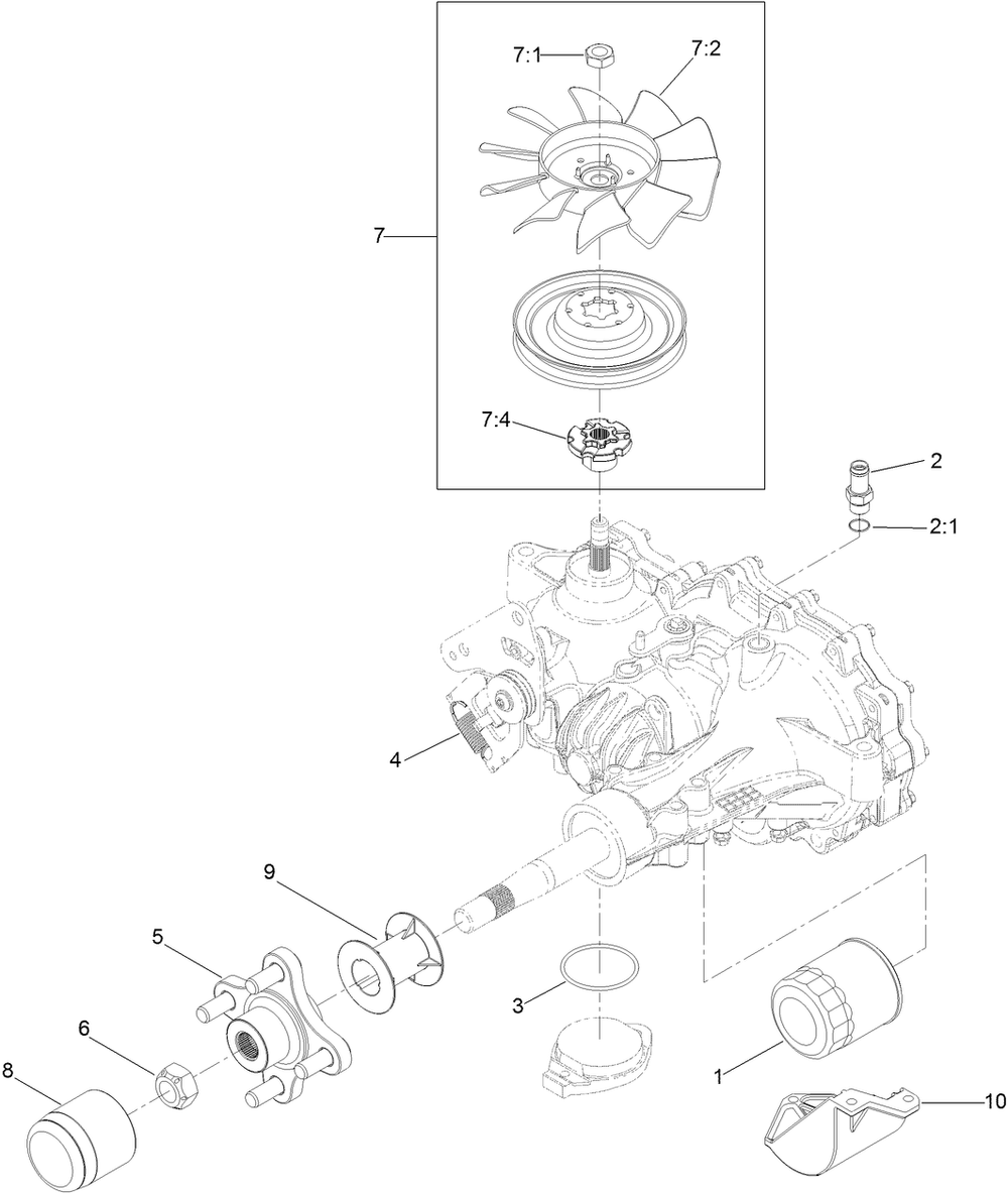 Lh Transaxle Assembly Diagram and Parts List for 74450 400000000-402099999 Toro Lawn Tractor
