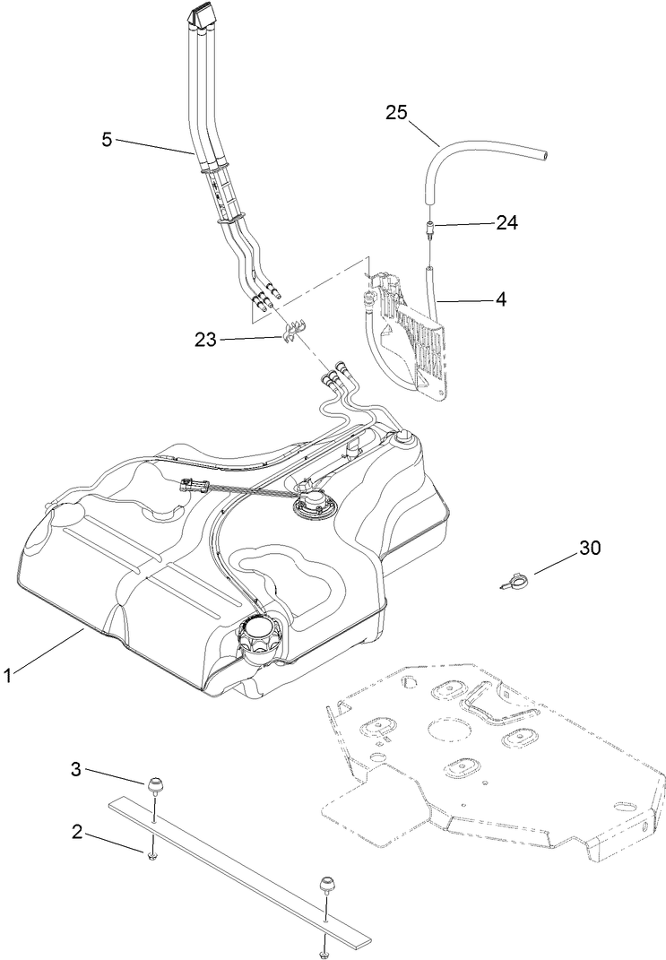 Fuel Tank Mounting Assembly Diagram and Parts List for 74960CP (311000001-311999999)(2011) Toro Lawn Mower