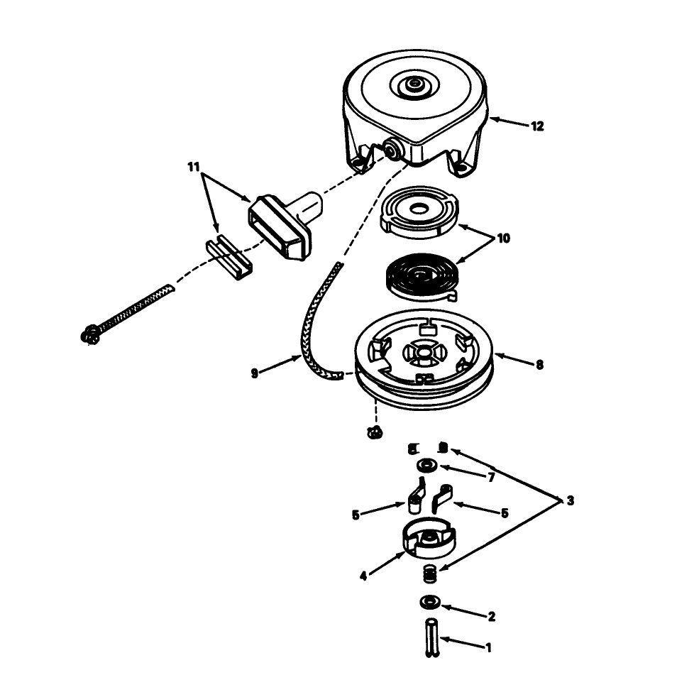 Rewind Starter 590633 (Model 56123) Diagram and Parts List for 56123 9000001 - 9999999 Toro Lawn Tractor