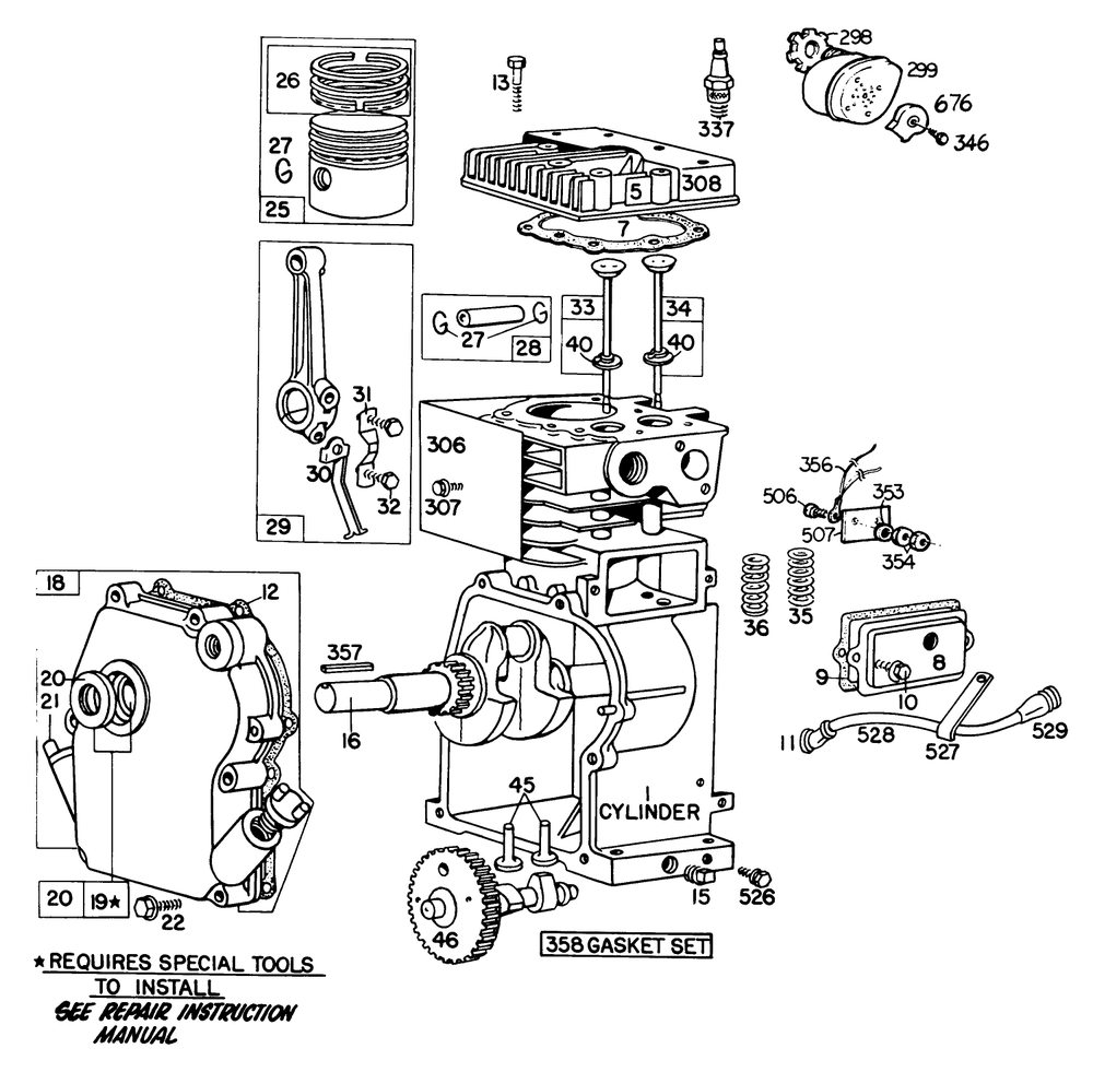 Engine Briggs & Stratton Model 111202-0131-01 4 H.P. Tiller Model 58336 Diagram and Parts List for 58336 7000001 - 7999999 Toro Tiller