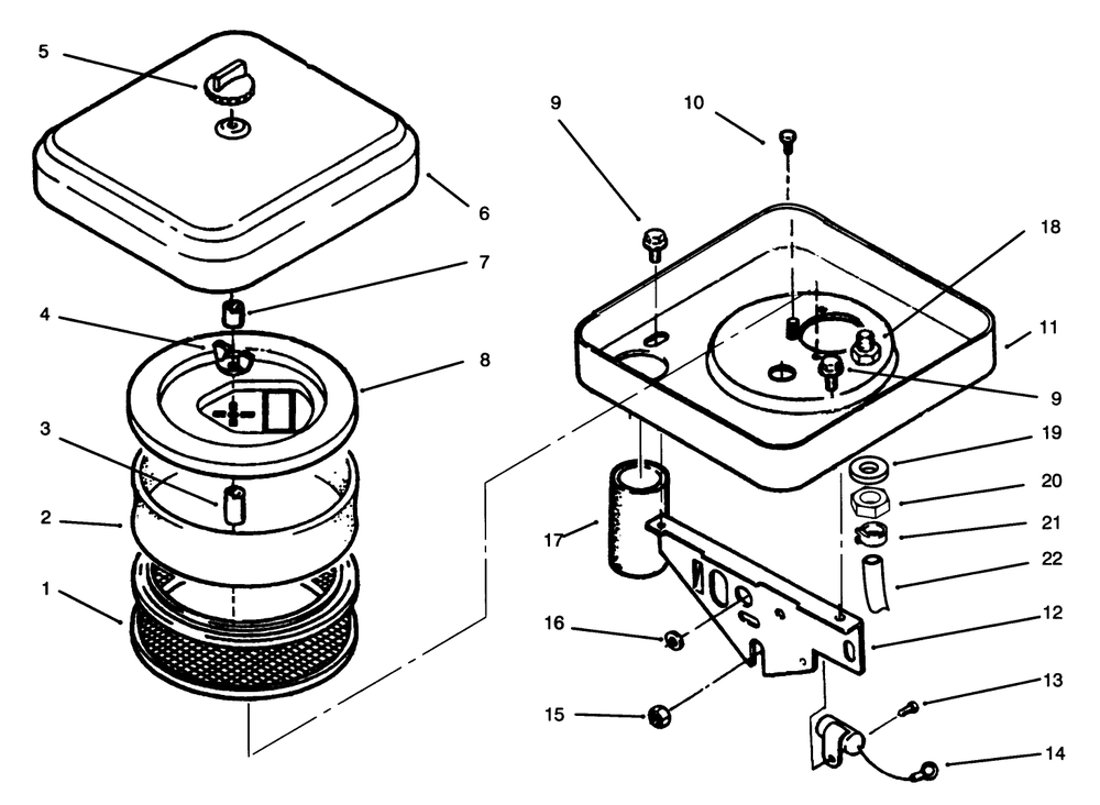 Air Cleaner Diagram and Parts List for 73501 59000001 - 59000411 Toro Lawn Tractor