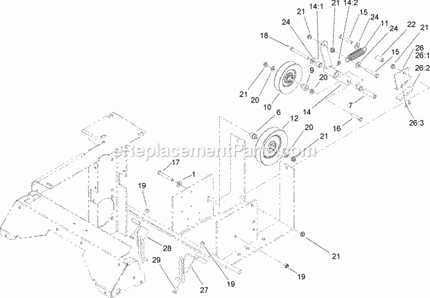 Drive Idler Assembly Diagram and Parts List for 74262TE 260000001-260999999 Toro Lawn Mower