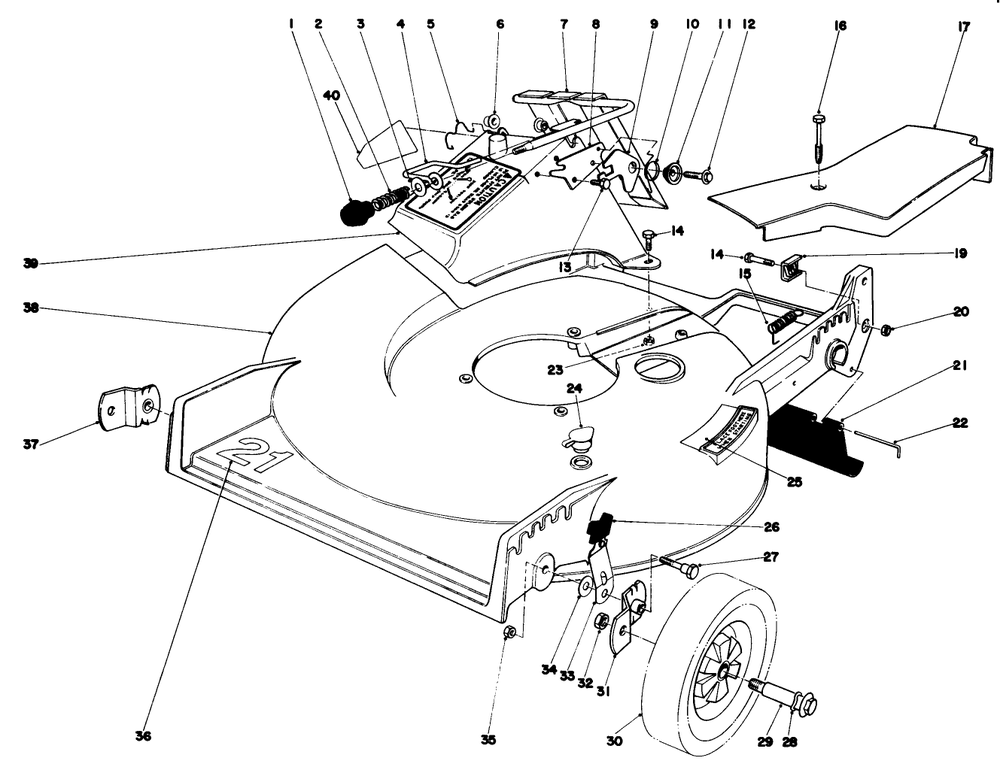 Housing Assembly Diagram and Parts List for 20810 1000001 - 1999999 Toro Lawn Mower