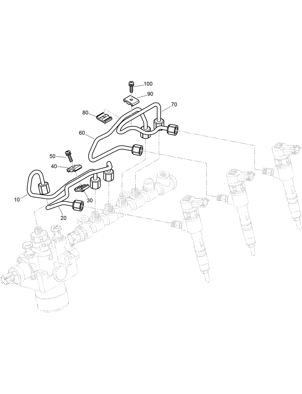Injection Pipe Assembly Diagram and Parts List for 22530 414400000 - 999999999 Toro Lawn Tractor Accessories