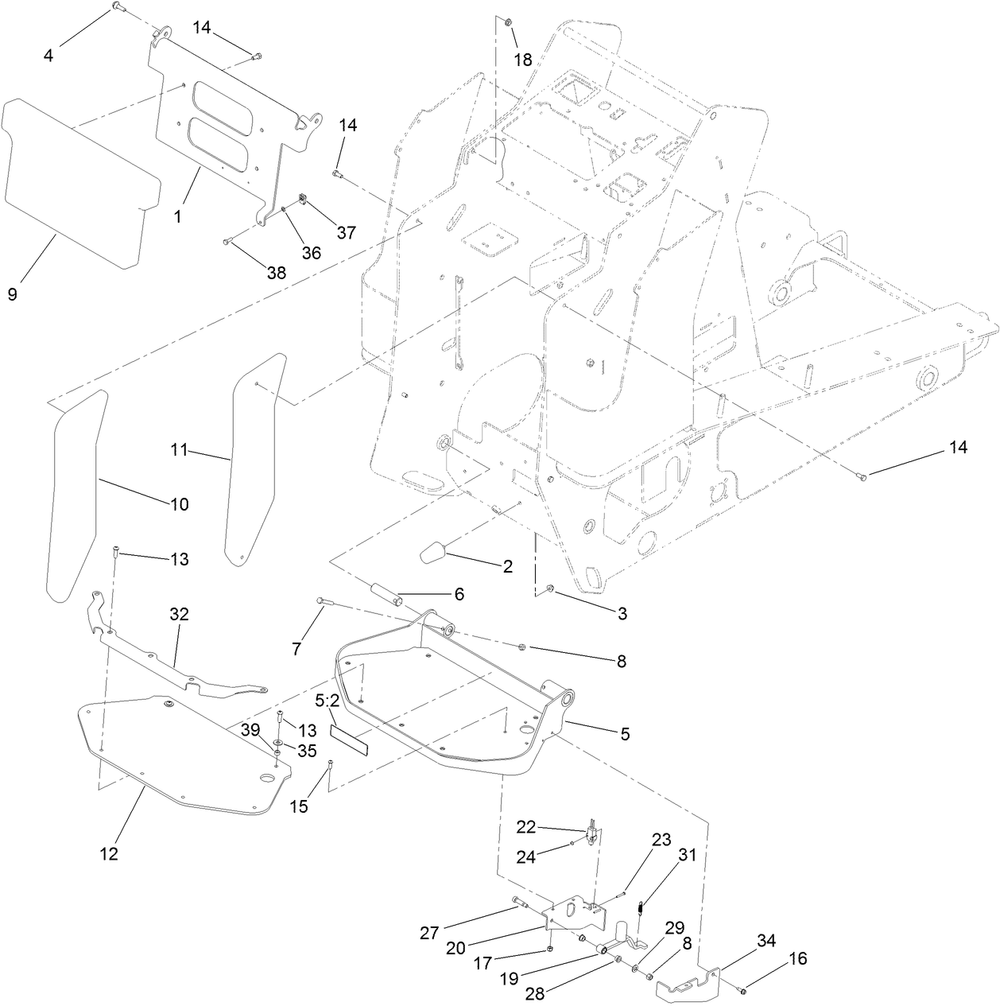 Platform And Cushion Assembly Diagram and Parts List for 22327HD 401900000 - 401999999 Toro Lawn Tractor Accessories