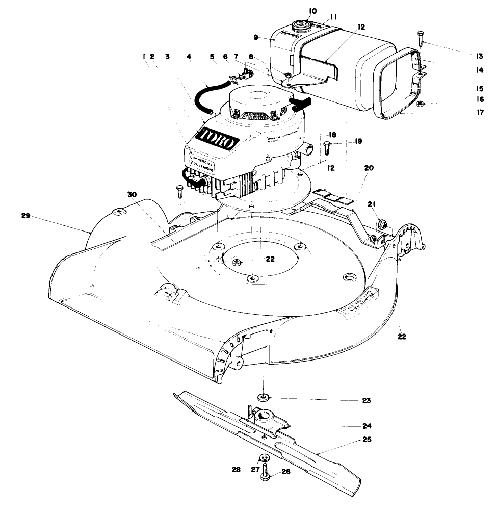 Engine Assembly Diagram and Parts List for 23370 8000001 - 8999999 Toro Lawn Mower