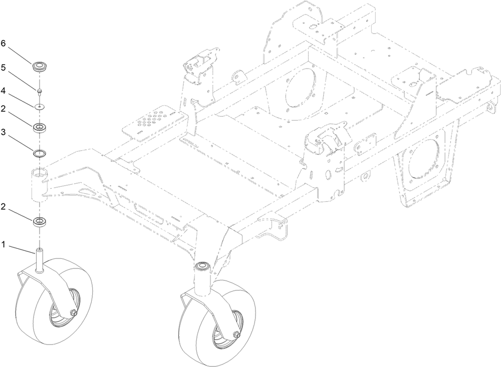 Caster Wheel Assembly Diagram and Parts List for 74057 400000000 - 416414583 Toro Lawn Tractor