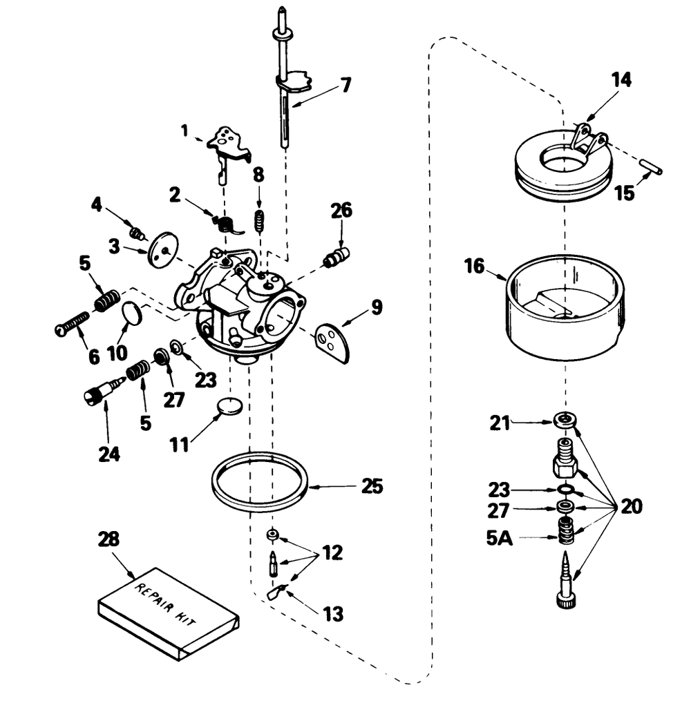 Carburetor No. 632371 (7 H.P. Snowthrower Model No. 38050) Diagram and Parts List for 38050 5000001 - 5999999 Toro Snow Blower